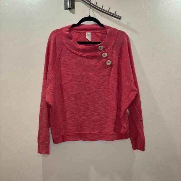 We The Free Free People Coral Button Neck Long Sleeve Top - Size Medium - Picture 2 of 13